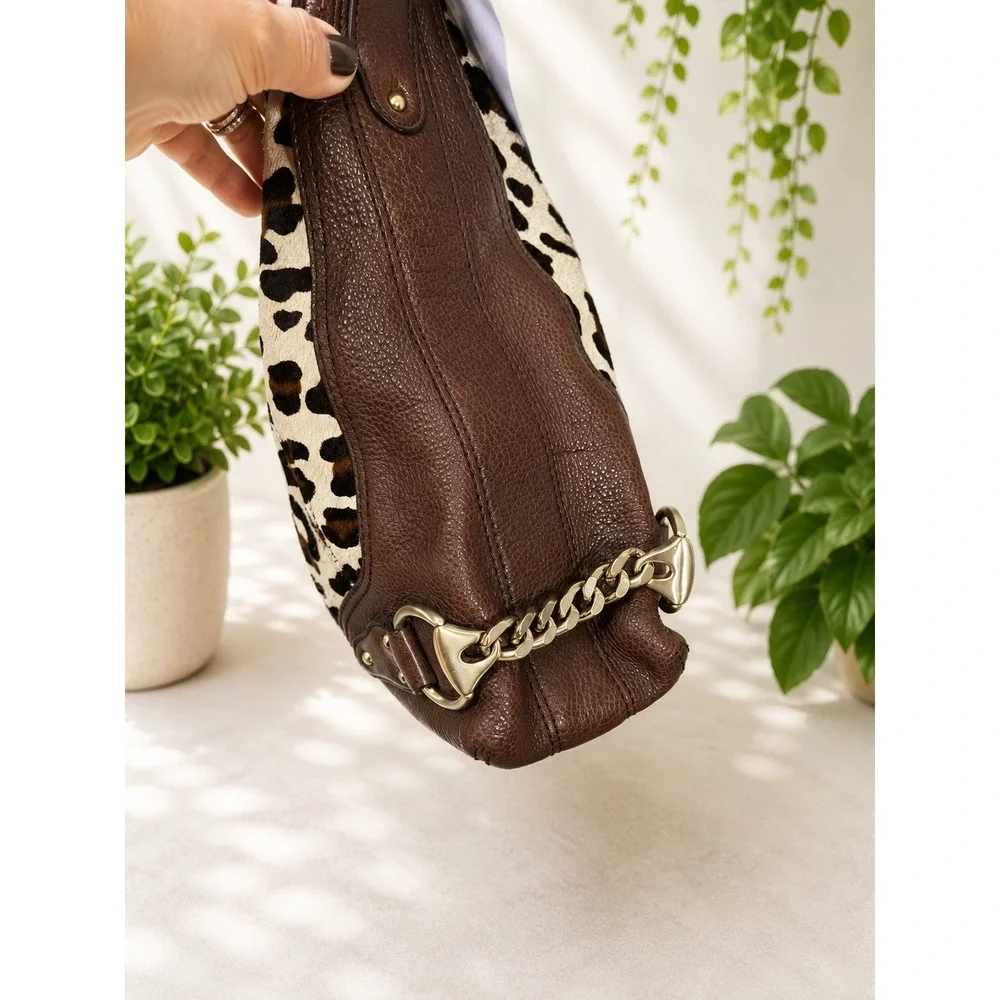 MK147 Michael Kors lepord print calf hair  hobo